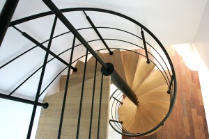 Helical ramp in black wrought iron patina